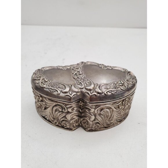 Vintage Silver Plated Double Heart Shaped Trinket Dish - Red Lining - Picture 4 of 10